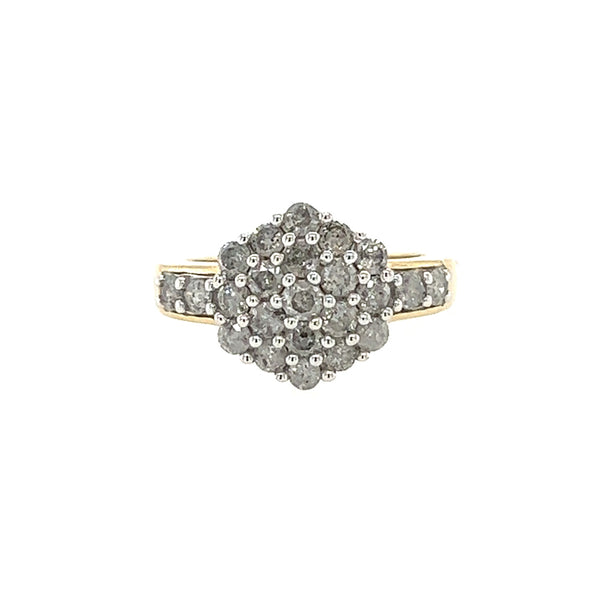 Pre Owned Diamond 23 Stone Cluster Ring 9ct Gold
