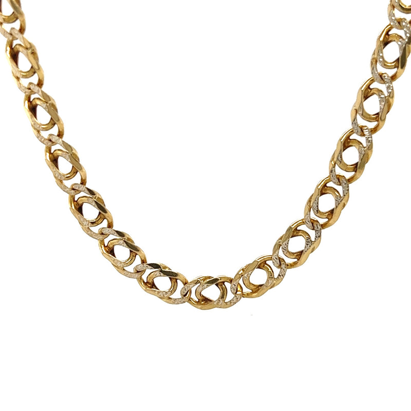 Pre Owned 9ct 2 Colour Gold Double Curb Necklace