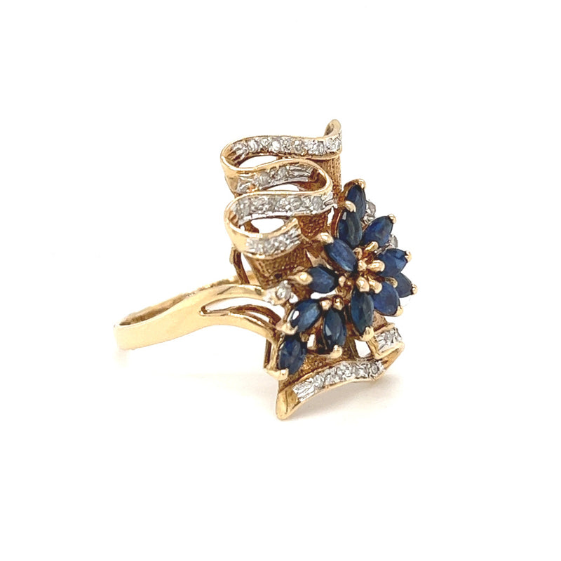Pre Owned Sapphire & Diamond Dress Ring 9ct Gold 2