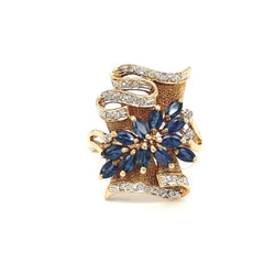 Pre Owned Sapphire & Diamond Dress Ring 9ct Gold