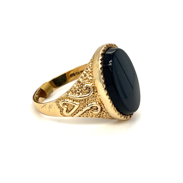 Pre Owned Fancy Onyx Signet Ring 9ct Gold