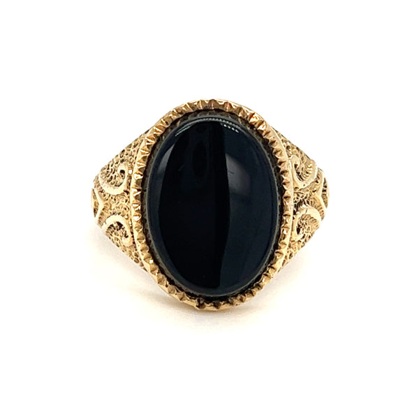 Pre Owned Fancy Onyx Signet Ring 9ct Gold