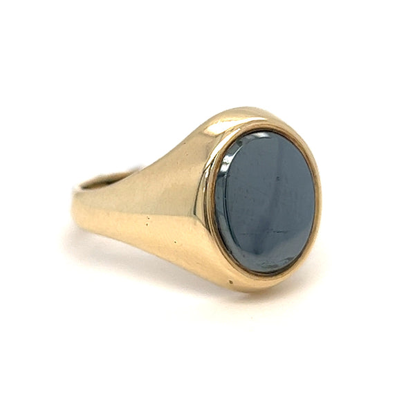 Pre Owned Hematite Signet Ring 9ct Gold