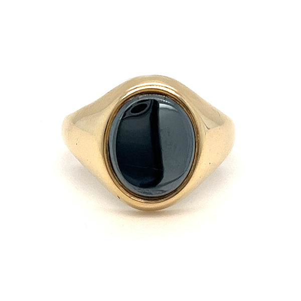 Pre Owned Hematite Signet Ring 9ct Gold