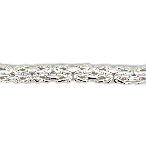 Sterling Silver Flat Byzantine Bracelet close up