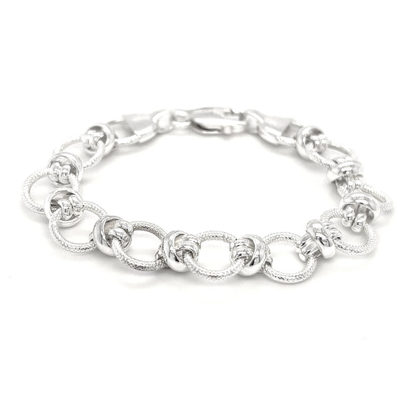 Sterling Silver Textured Circle Handmade Bracelet