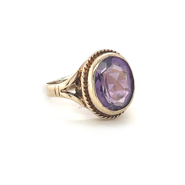 Pre Owned Amethyst Ring 9ct Gold side