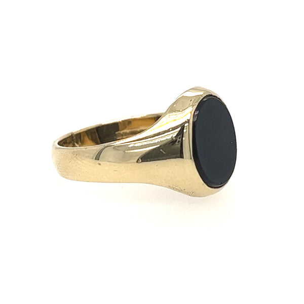 Pre Owned Oval Onyx Signet Ring 9ct Gold