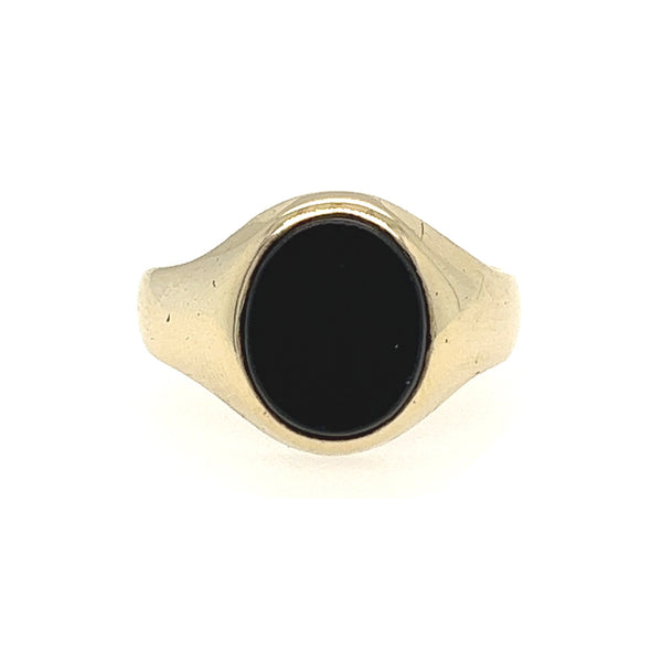 Pre Owned Oval Onyx Signet Ring 9ct Gold