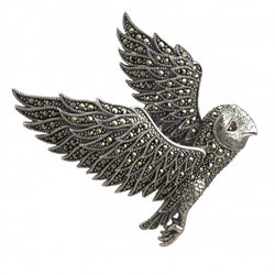 Owl Brooch Silver & Marcasite