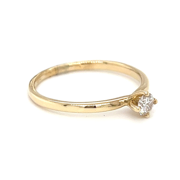 Solitaire 0.15ct Diamond Ring 9ct Yellow Gold side