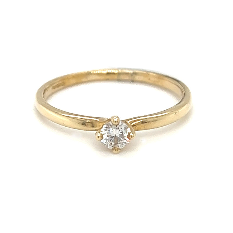 Solitaire 0.15ct Diamond Ring 9ct Yellow Gold front