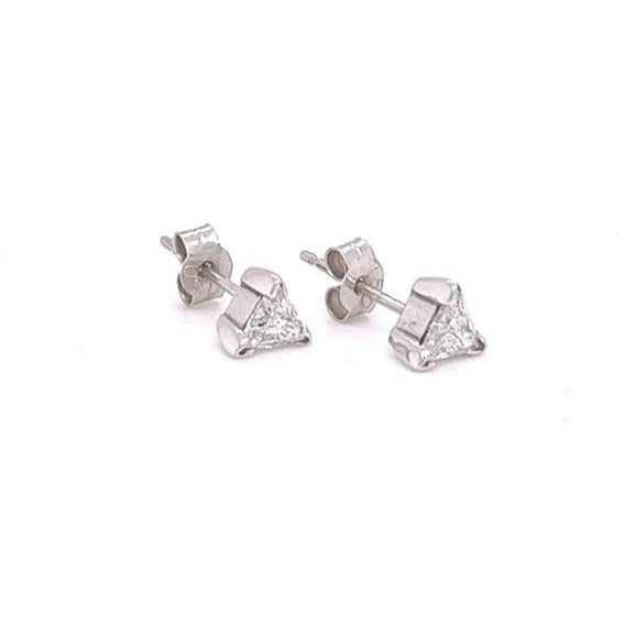 18ct White Gold Trilliant Cut Diamond Stud Earrings