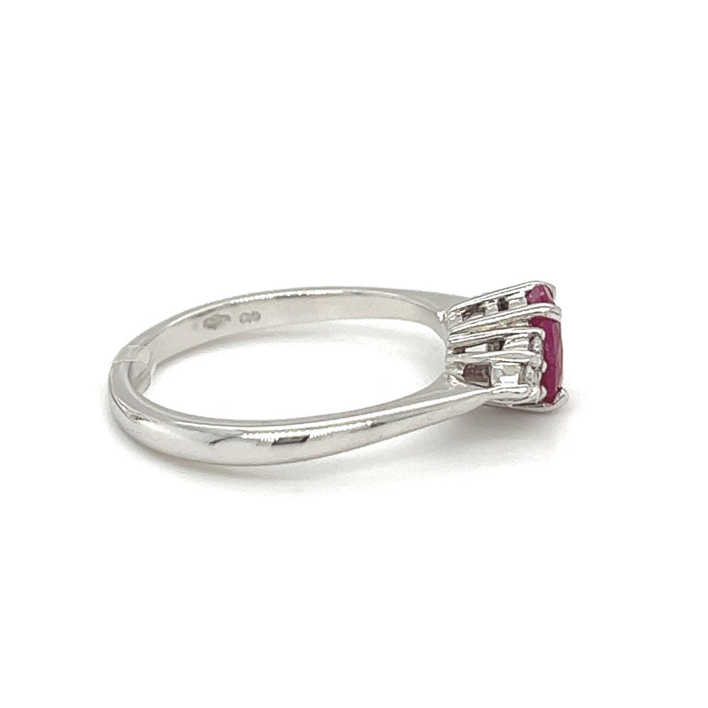 Ruby & Diamond Ring 18ct White Gold side