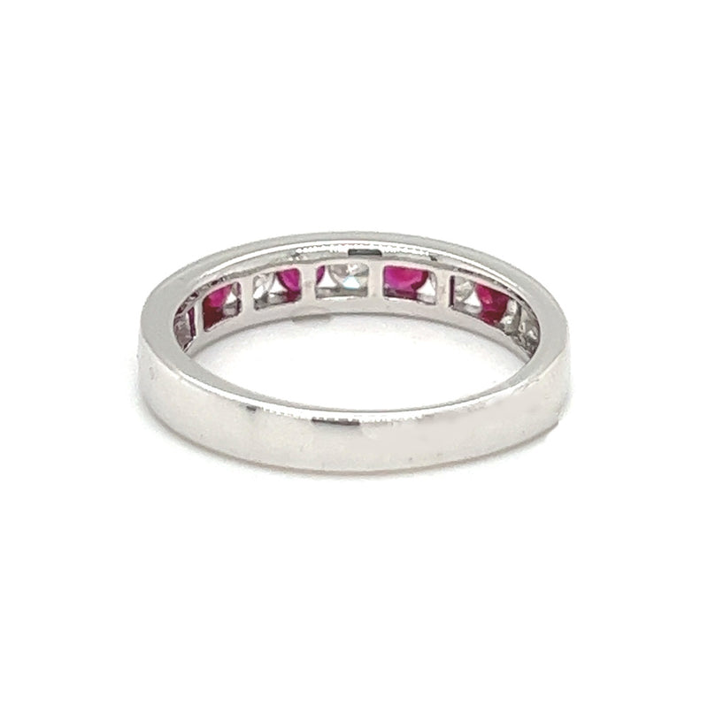 Ruby & Diamond Channel Set Eternity Ring 18ct White Gold rear
