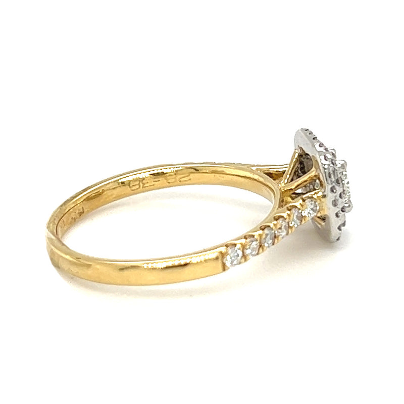 Diamond Cushion Double Halo Ring 0.66ct 18ct Gold side