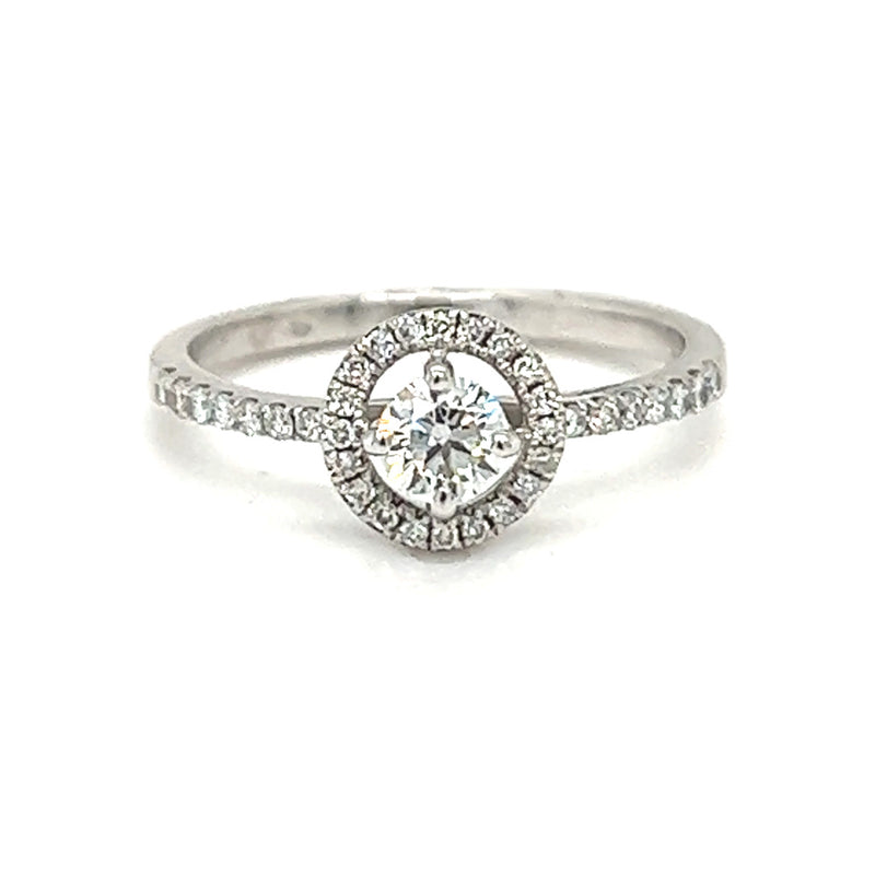 Diamond Halo Ring 0.48ct 18ct White Gold front