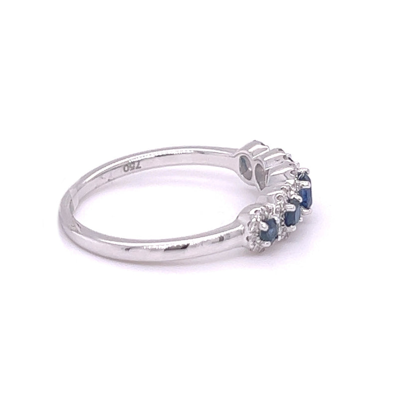 Sapphire & Diamond Graduated Eternity Ring 18ct White Gold side