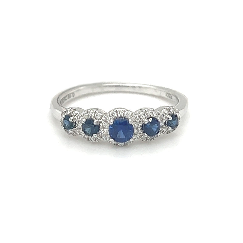 Sapphire & Diamond Graduated Eternity Ring 18ct White Gold front