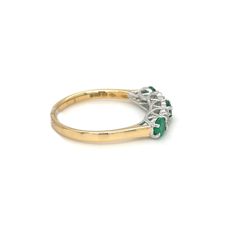 Emerald & Diamond 17 Stone Eternity Ring 18ct Yellow Gold side