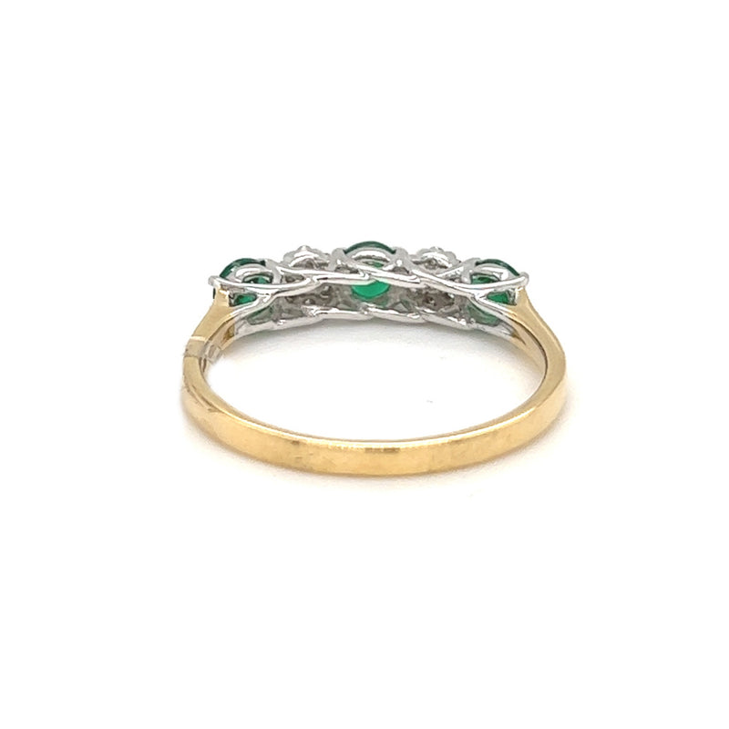 Emerald & Diamond 17 Stone Eternity Ring 18ct Yellow Gold rear