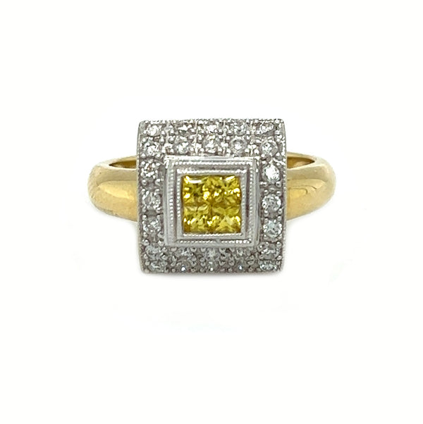 Yellow Sapphire & Diamond Ring 18ct Gold