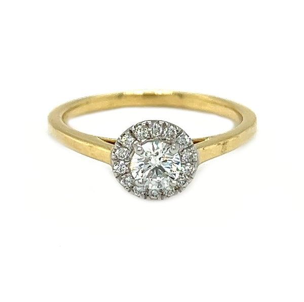 18ct Gold Diamond Halo Engagement Ring 0.40ct