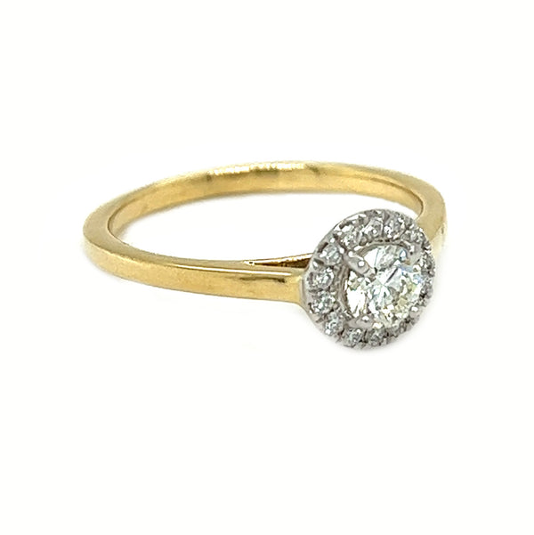 18ct Gold Diamond Halo Engagement Ring 0.40ct