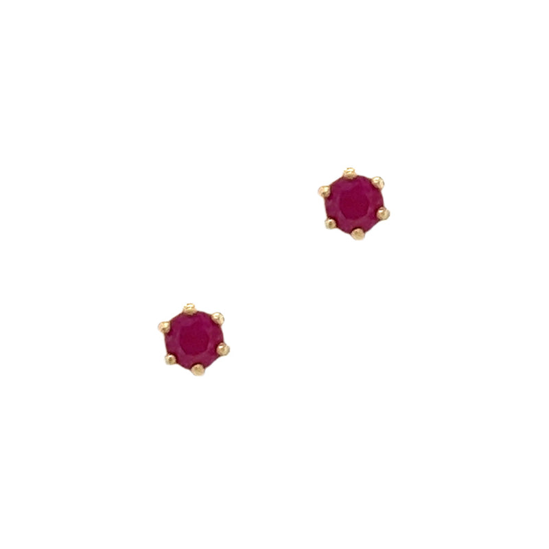 9ct Gold 3mm Claw Set Ruby Stud Earrings