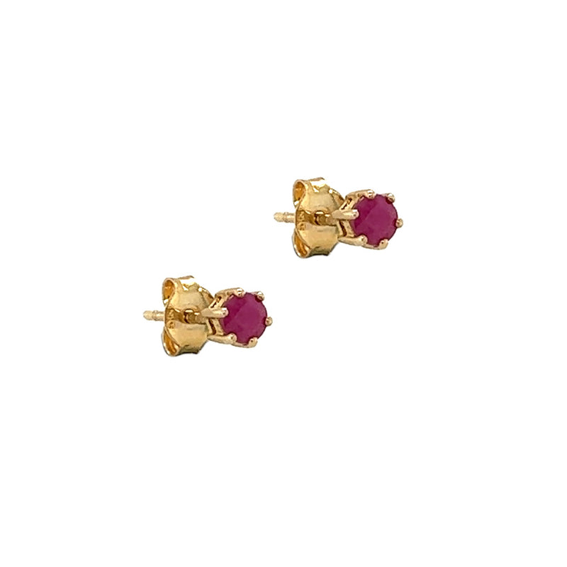 9ct Gold 3mm Claw Set Ruby Stud Earrings side