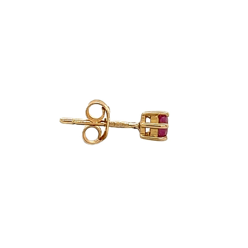 9ct Gold 3mm Claw Set Ruby Stud Earrings profile
